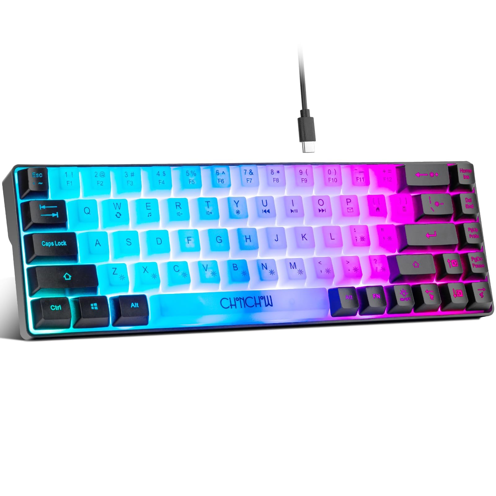 Amazon.com: CHONCHOW Mini RGB 60% Gaming Keyboard, 68 Keys Small